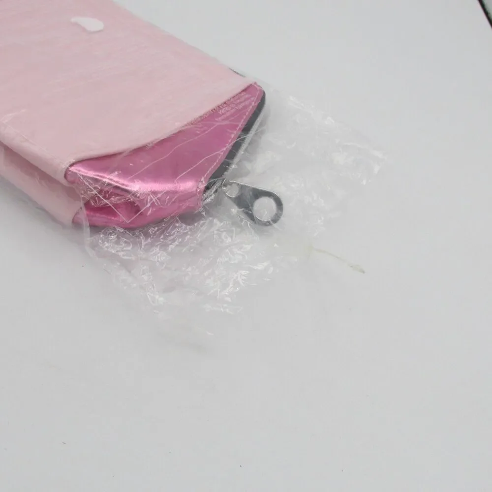 Mary Kay Cosmetic Make Up Bag Pouch Pink Zip Up Metallic Sparkle NEW Open bag